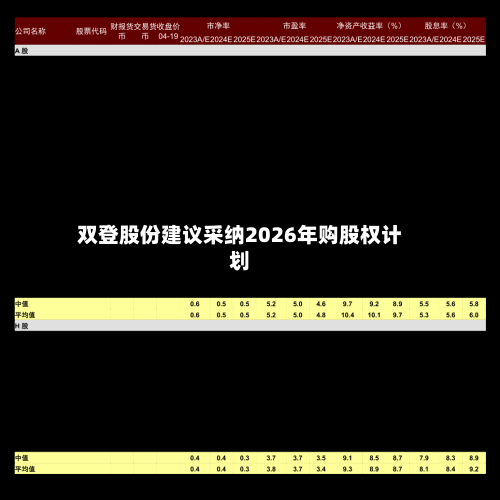 双登股份建议采纳2026年购股权计划