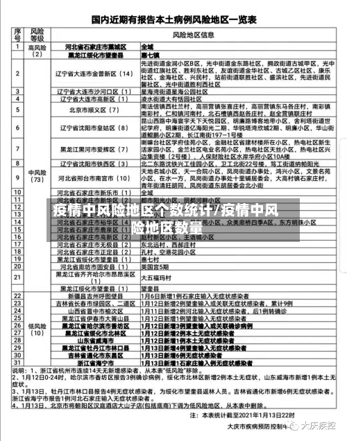 疫情中风险地区个数统计/疫情中风险地区数量