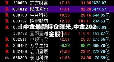 【中金最新持仓曝光,中金2021金股】-第2张图片