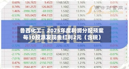 鲁西化工:2025年度利润分配预案每10股派发现金红利2元(含税)-第2张图片