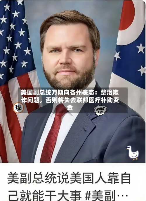 美国副总统万斯向各州表态：整治欺诈问题，否则将失去联邦医疗补助资金-第2张图片