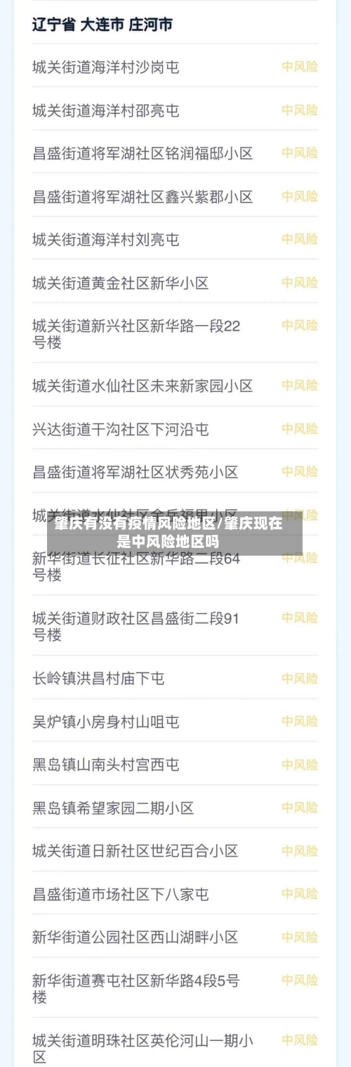 肇庆有没有疫情风险地区/肇庆现在是中风险地区吗